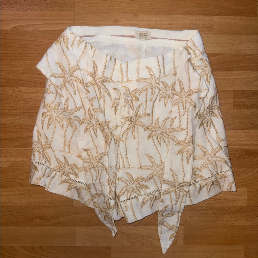 Scotch & Soda White Skort with Gold Palm Embroidery